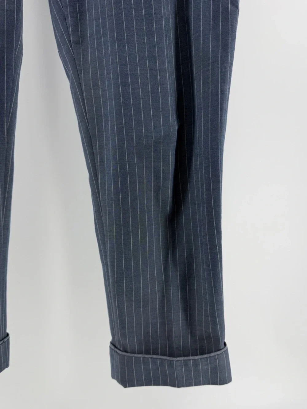 United Colors of Benetton Blue Pinstripe Cuffed Ankle Trouser Pants, Women's 6